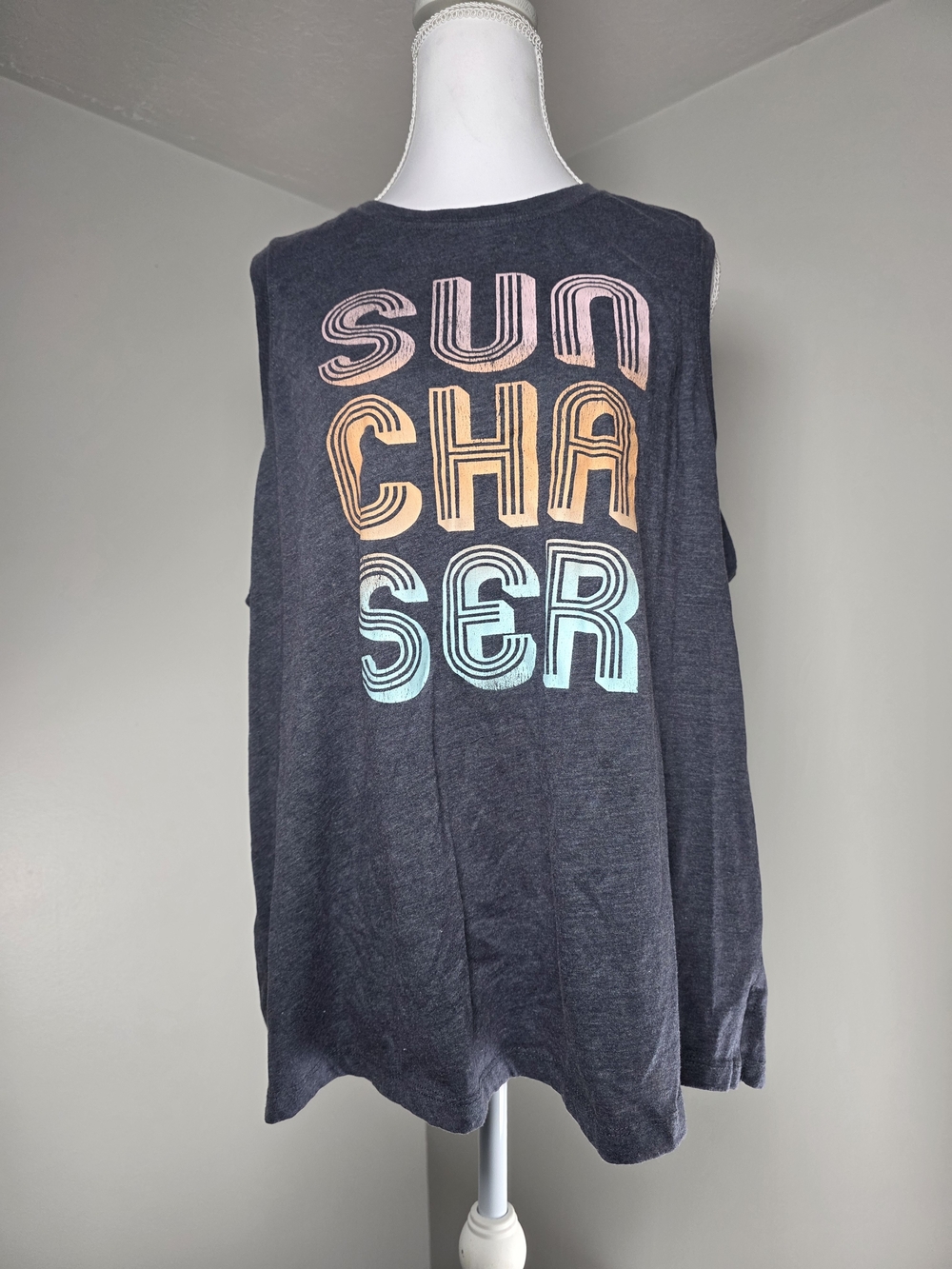 Maurices Navy Graphic 'Sun Chaser' Tank with Pastel Lettering